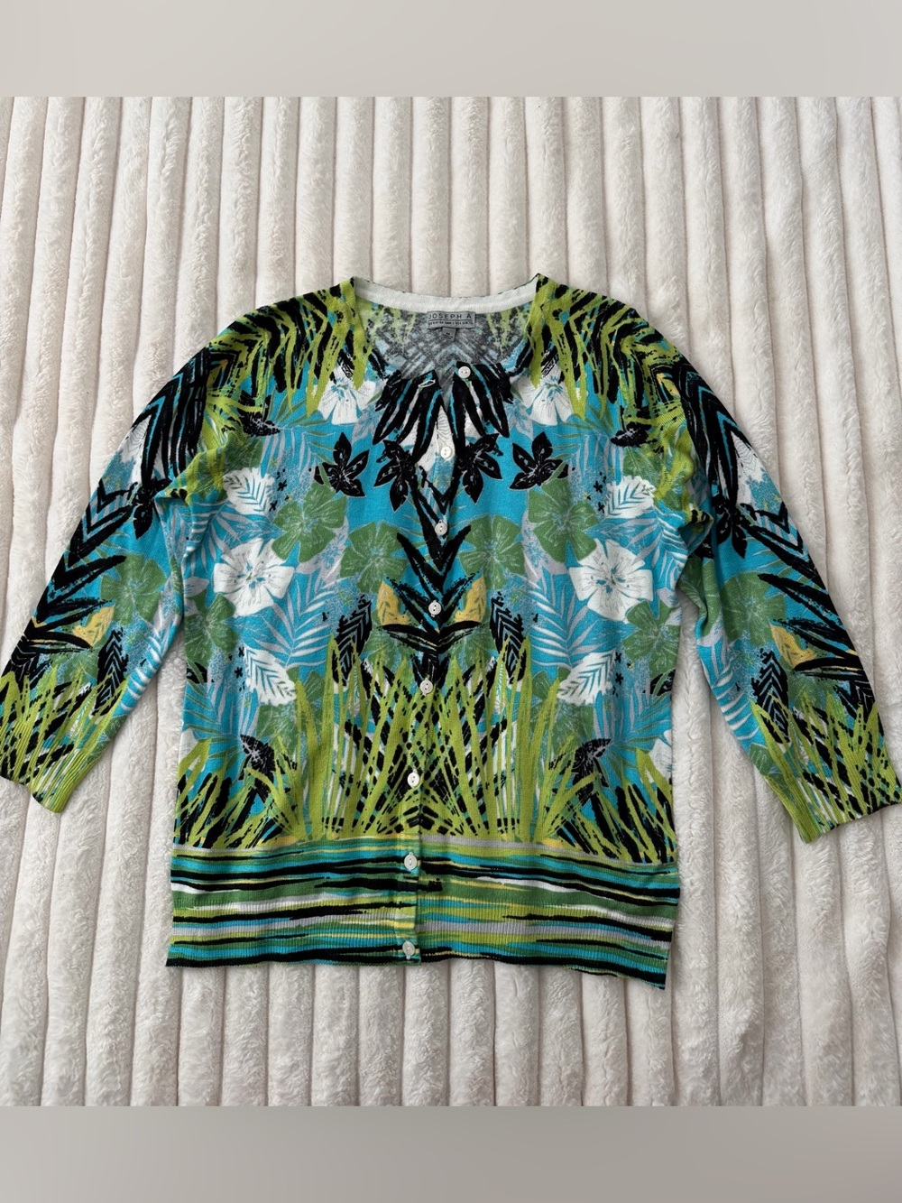 Joseph Teal, Lime & Black Tropical Print Cardigan